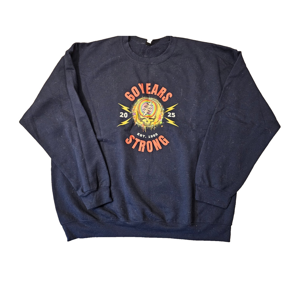 Grateful Dead Navy Long Sleeve Crew Neck Sweatshirt 2XL 60 Years Strong 2025